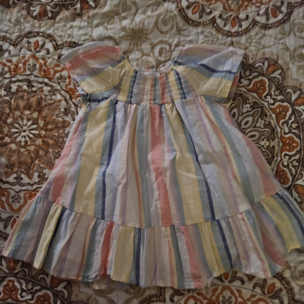 Pastel Striped Ruffle Hem Dress